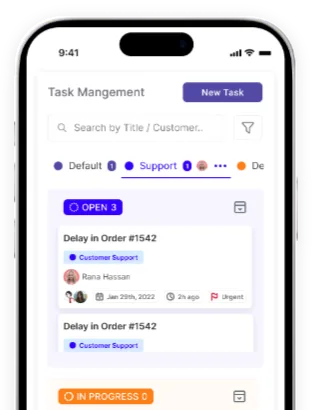 Task management screen on mobile